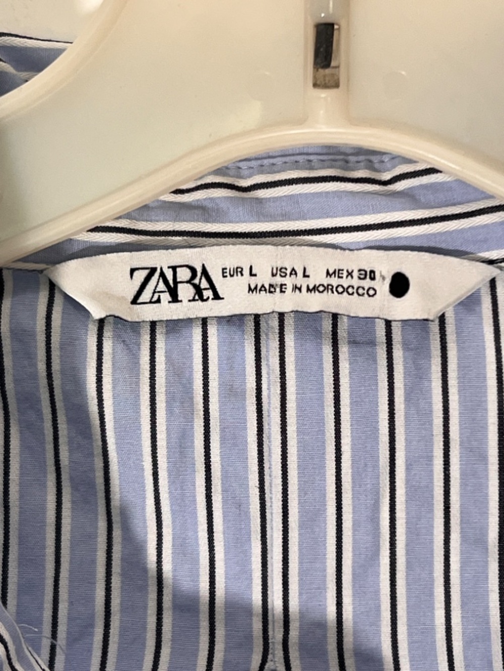 ZARA Women Blue Striped Button Down Belt Cotton Shirt Dress Size L - Picture 4 of 9